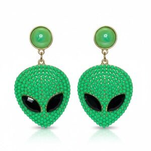 New Alien Drop Dangle Earrings Jewel Gem Crystal Gift Space Rave Planet UFO Y2k